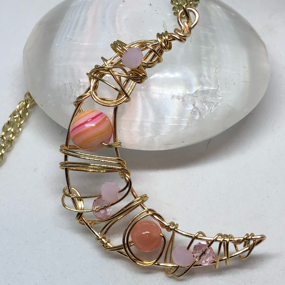 Handmade gold moon necklace